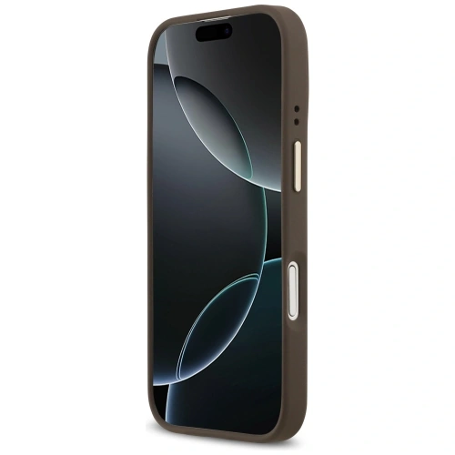 Etui Guess 4G Logo Plate MagSafe do Apple iPhone 17 brązowy