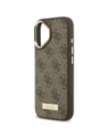 Etui Guess 4G Logo Plate MagSafe do Apple iPhone 17 brązowy