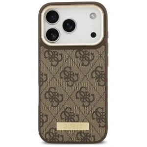 Etui Guess 4G Logo Plate MagSafe do Apple iPhone 17 Pro brązowy