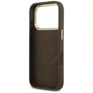 Etui Guess 4G Logo Plate MagSafe do Apple iPhone 17 Pro brązowy
