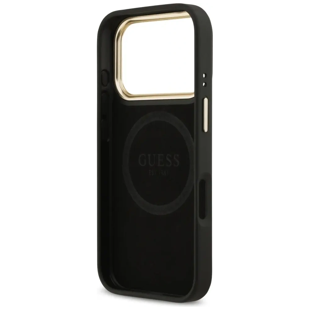 Etui Guess 4G Logo Plate MagSafe do Apple iPhone 17 Pro czarny