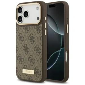 Etui Guess 4G Logo Plate MagSafe do Apple iPhone 17 Pro Max brązowy
