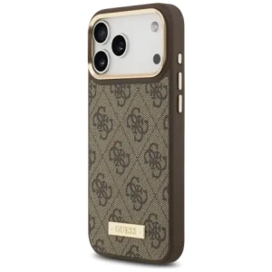 Etui Guess 4G Logo Plate MagSafe do Apple iPhone 17 Pro Max brązowy