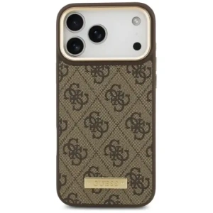 Etui Guess 4G Logo Plate MagSafe do Apple iPhone 17 Pro Max brązowy