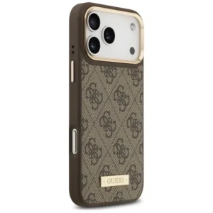 Etui Guess 4G Logo Plate MagSafe do Apple iPhone 17 Pro Max brązowy