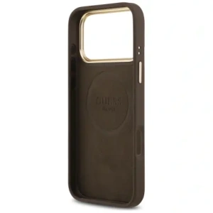 Etui Guess 4G Logo Plate MagSafe do Apple iPhone 17 Pro Max brązowy