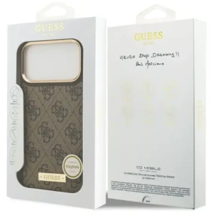Etui Guess 4G Logo Plate MagSafe do Apple iPhone 17 Pro Max brązowy