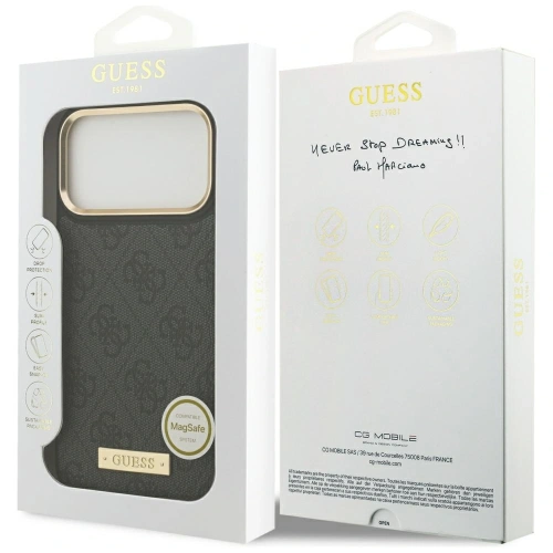 Etui Guess 4G Logo Plate MagSafe do Apple iPhone 17 Pro Max czarny