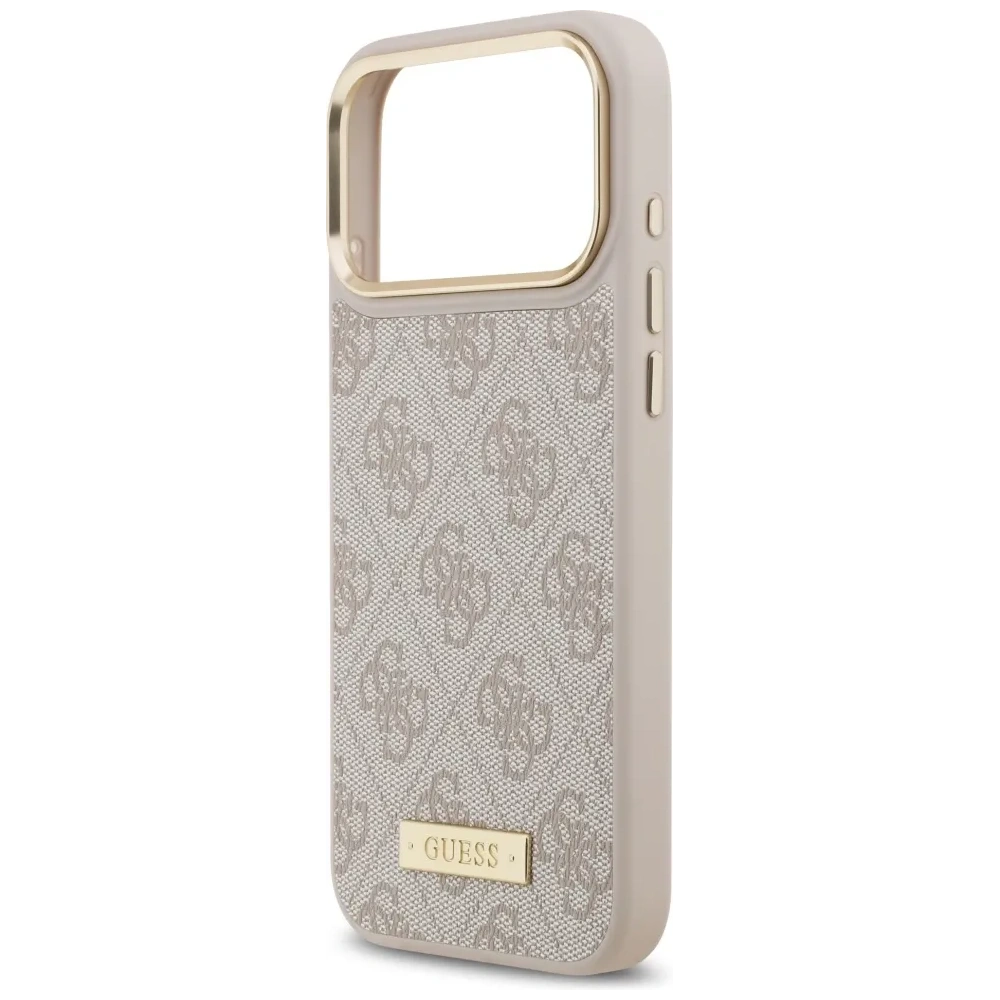 Etui Guess 4G Logo Plate MagSafe do Apple iPhone 17 Pro Max różowy