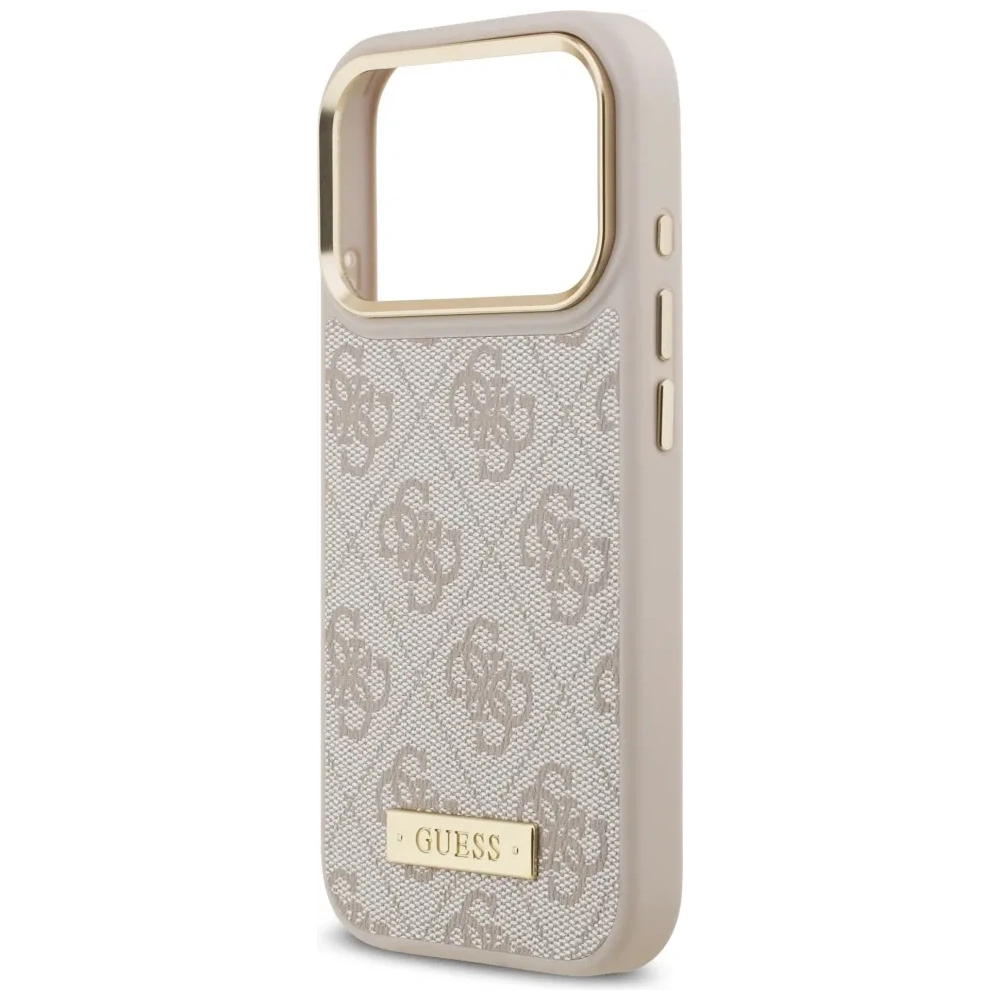 Etui Guess 4G Logo Plate MagSafe do Apple iPhone 17 Pro różowy