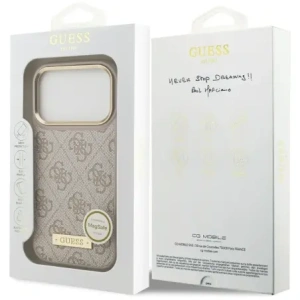Etui Guess 4G Logo Plate MagSafe do Apple iPhone 17 Pro różowy