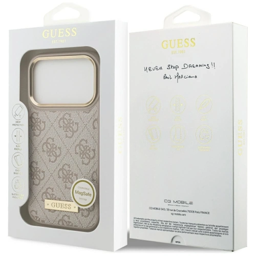 Etui Guess 4G Logo Plate MagSafe do Apple iPhone 17 Pro różowy