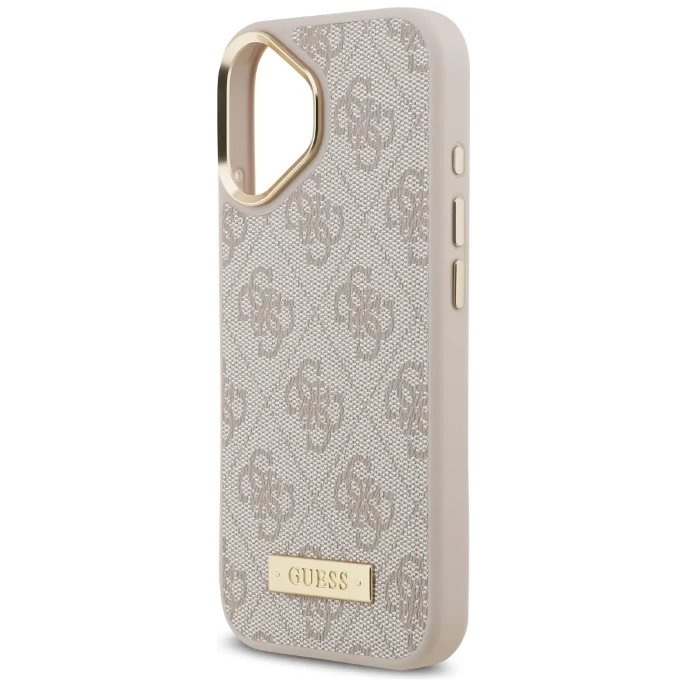 Etui Guess 4G Logo Plate MagSafe do Apple iPhone 17 różowy