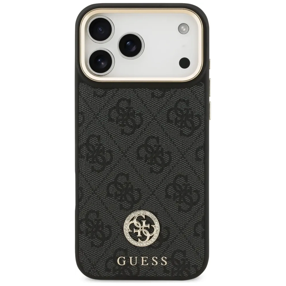 Etui Guess 4G Srtass Logo & Big Strap Metal Buttons MagSafe do Apple iPhone 17 Pro Max czarny