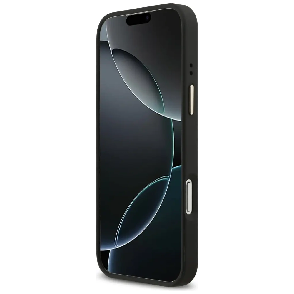 Etui Guess 4G Srtass Logo & Big Strap Metal Buttons MagSafe do Apple iPhone 17 Pro Max czarny