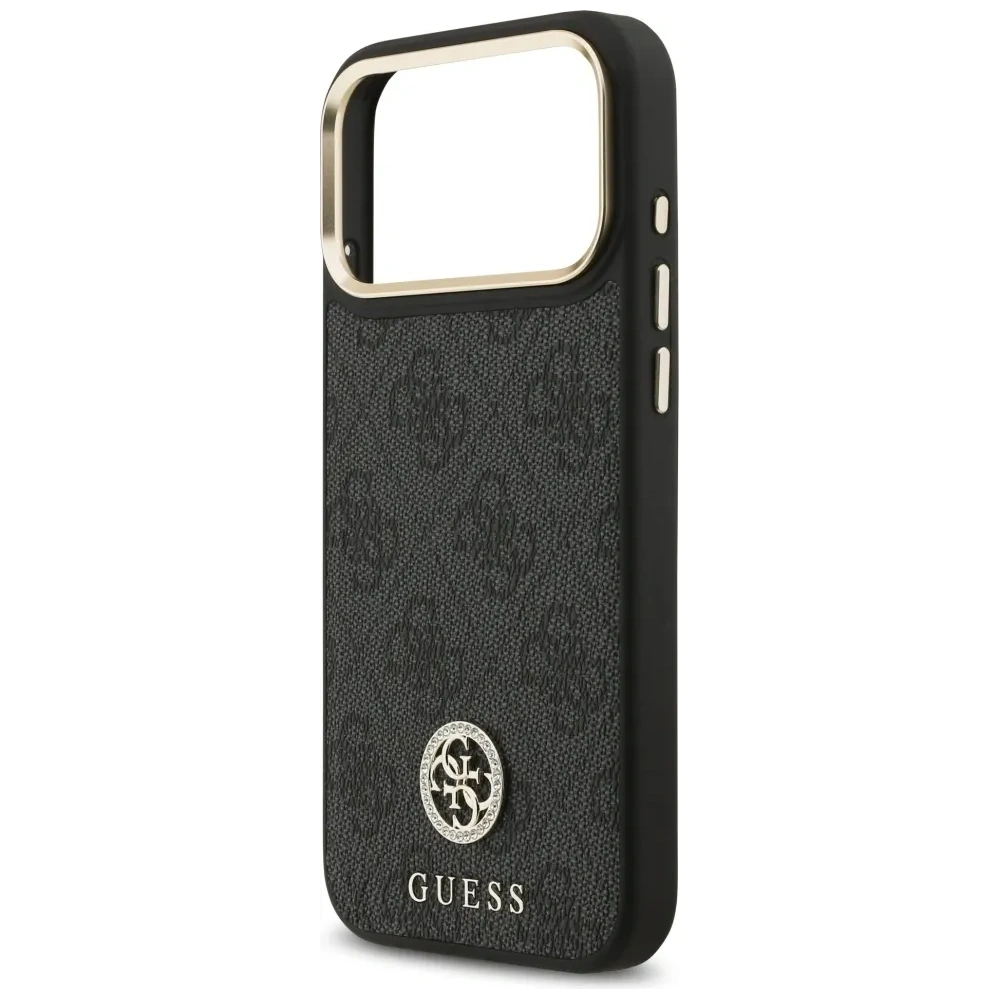 Etui Guess 4G Srtass Logo & Big Strap Metal Buttons MagSafe do Apple iPhone 17 Pro Max czarny