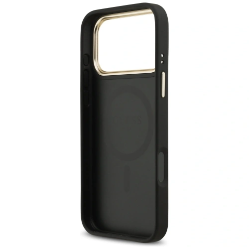 Etui Guess 4G Srtass Logo & Big Strap Metal Buttons MagSafe do Apple iPhone 17 Pro Max czarny