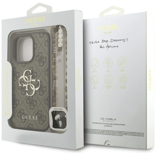 Etui Guess 4G Strap 4G Classic Logo do Apple iPhone 16 Pro brązowy