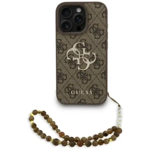 Etui Guess 4G Strap 4G Classic Logo do Apple iPhone 16 Pro Max brązowy