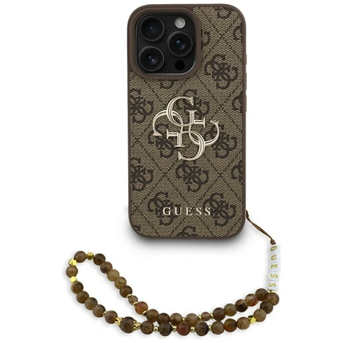 Etui Guess 4G Strap 4G Classic Logo do Apple iPhone 16 Pro Max brązowy