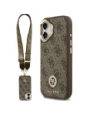 Etui Guess 4G Strass Logo & Big Strap Metal Buttons MagSafe do Apple iPhone 17 brązowy