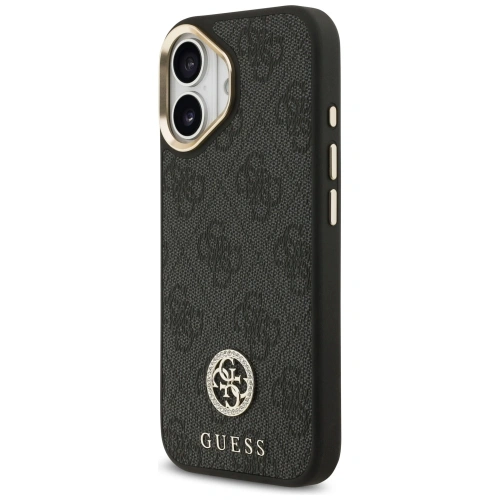 Etui Guess 4G Strass Logo & Big Strap Metal Buttons MagSafe do Apple iPhone 17 czarny