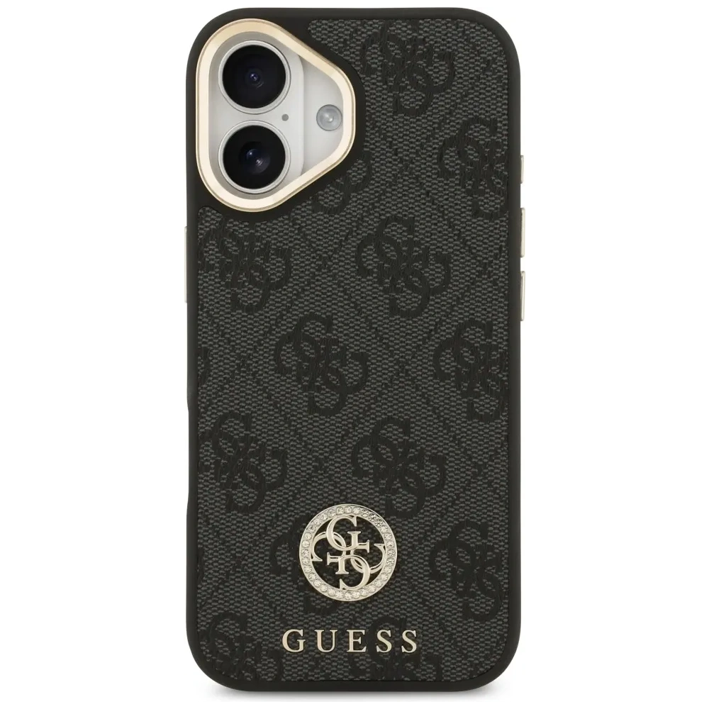 Etui Guess 4G Strass Logo & Big Strap Metal Buttons MagSafe do Apple iPhone 17 czarny