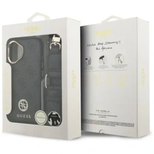 Etui Guess 4G Strass Logo & Big Strap Metal Buttons MagSafe do Apple iPhone 17 czarny