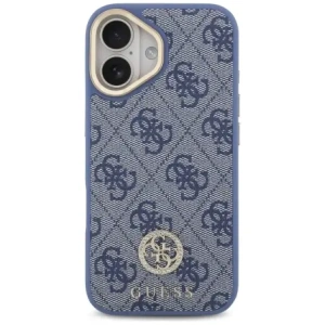 Etui Guess 4G Strass Logo & Big Strap Metal Buttons MagSafe do Apple iPhone 17 niebieski