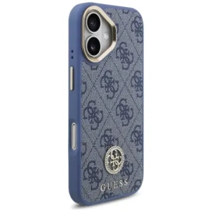 Etui Guess 4G Strass Logo & Big Strap Metal Buttons MagSafe do Apple iPhone 17 niebieski