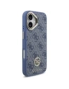 Etui Guess 4G Strass Logo & Big Strap Metal Buttons MagSafe do Apple iPhone 17 niebieski