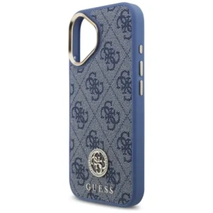 Etui Guess 4G Strass Logo & Big Strap Metal Buttons MagSafe do Apple iPhone 17 niebieski