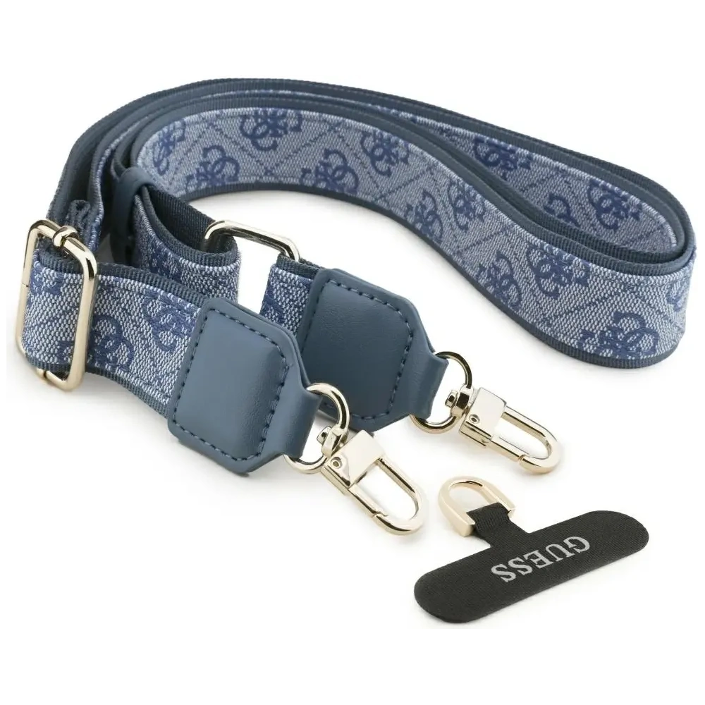 Etui Guess 4G Strass Logo & Big Strap Metal Buttons MagSafe do Apple iPhone 17 niebieski