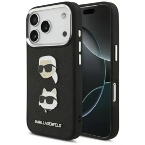 Etui Karl Lagerfeld FW Grained Karl & Choupette Heads Pins & Logo do Apple iPhone 17 Pro czarny
