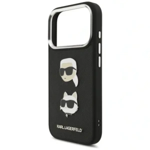 Etui Karl Lagerfeld FW Grained Karl & Choupette Heads Pins & Logo do Apple iPhone 17 Pro czarny