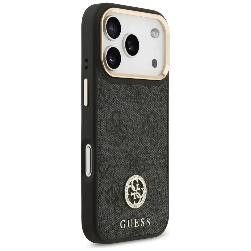 Etui Guess 4G Strass Logo & Big Strap Metal Buttons MagSafe do Apple iPhone 17 Pro czarny