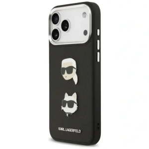 Etui Karl Lagerfeld FW Grained Karl & Choupette Heads Pins & Logo do Apple iPhone 17 Pro Max czarny
