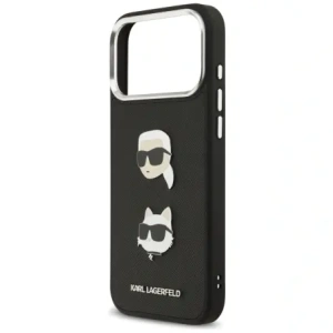 Etui Karl Lagerfeld FW Grained Karl & Choupette Heads Pins & Logo do Apple iPhone 17 Pro Max czarny
