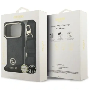 Etui Guess 4G Strass Logo & Big Strap Metal Buttons MagSafe do Apple iPhone 17 Pro czarny