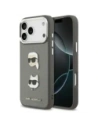 Etui Karl Lagerfeld FW Grained Karl & Choupette Heads Pins & Logo do Apple iPhone 17 Pro Max szary