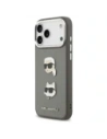 Etui Karl Lagerfeld FW Grained Karl & Choupette Heads Pins & Logo do Apple iPhone 17 Pro Max szary