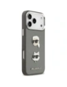 Etui Karl Lagerfeld FW Grained Karl & Choupette Heads Pins & Logo do Apple iPhone 17 Pro Max szary