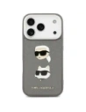 Etui Karl Lagerfeld FW Grained Karl & Choupette Heads Pins & Logo do Apple iPhone 17 Pro szary