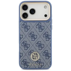 Etui Guess 4G Strass Logo & Big Strap Metal Buttons MagSafe do Apple iPhone 17 Pro Max niebieski