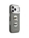 Etui Karl Lagerfeld FW Grained Karl & Choupette Heads Pins & Logo do Apple iPhone 17 Pro szary
