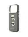Etui Karl Lagerfeld FW Grained Karl & Choupette Heads Pins & Logo do Apple iPhone 17 Pro szary
