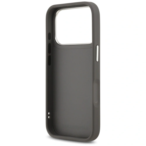 Etui Karl Lagerfeld FW Grained Karl & Choupette Heads Pins & Logo do Apple iPhone 17 Pro szary