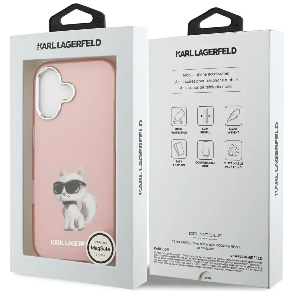 Etui Karl Lagerfeld IML Aquarelle Choupette & Logo MagSafe do Apple iPhone 17 różowy