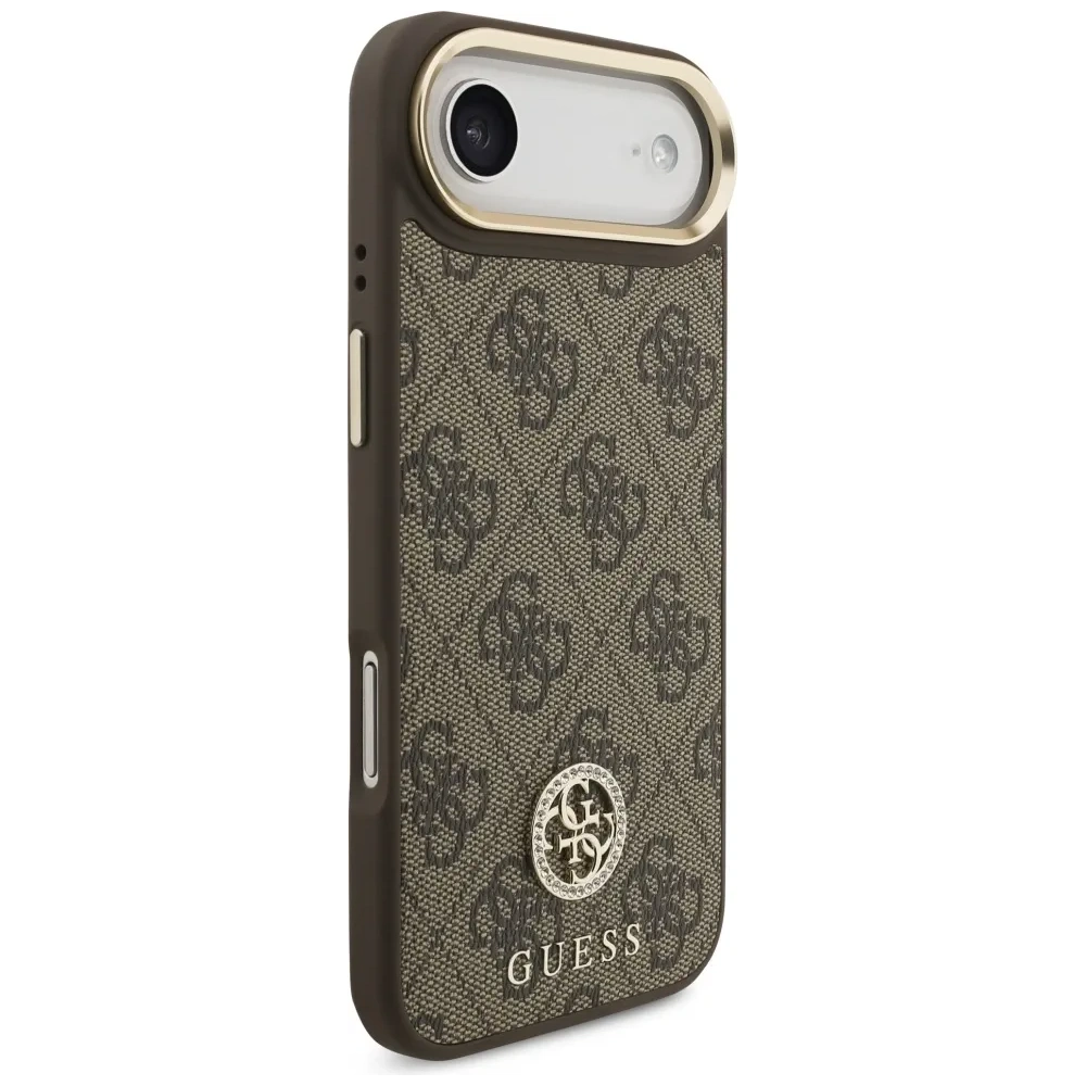 Etui Guess 4G Strass Logo & Big Strap Metal Buttons MagSafe do Apple iPhone Air brązowy