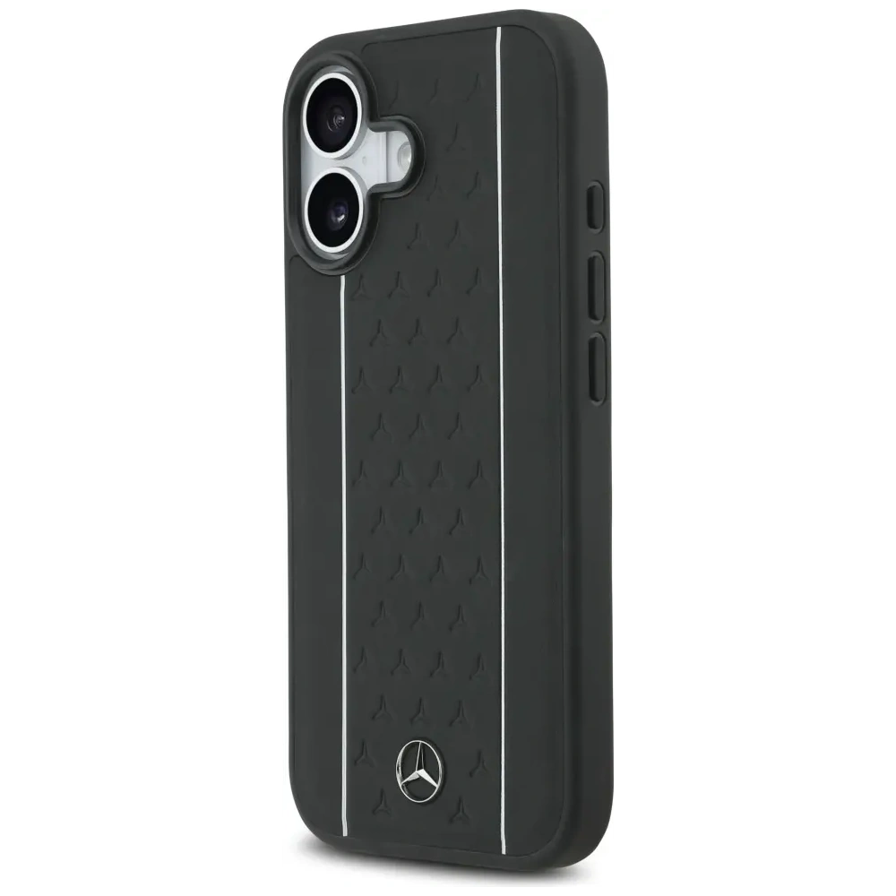 Etui Mercedes Leather Star Pattern Stripes MagSafe do Apple iPhone 17 czarny